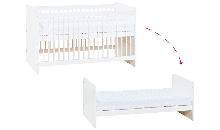 Lit blanc bois à barreaux TEX BABY : le lit à Prix Carrefour