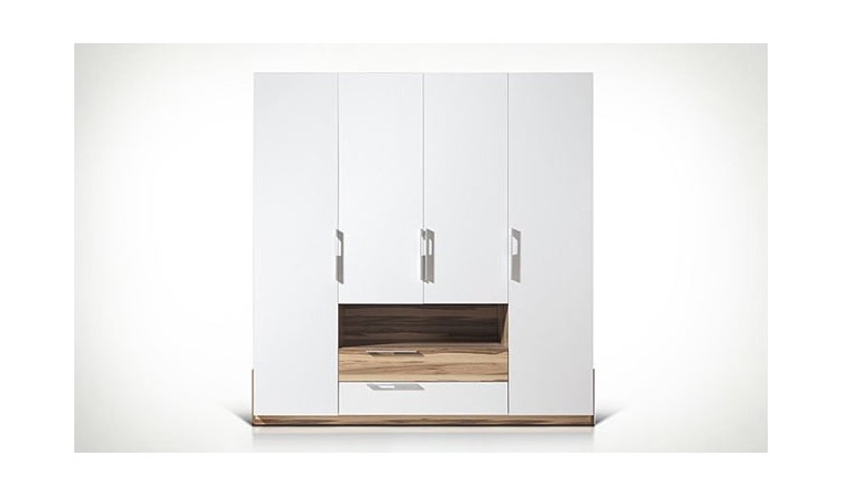 Soldes - Armoire penderie 2 portes en bois recyclé blanc -Rivages