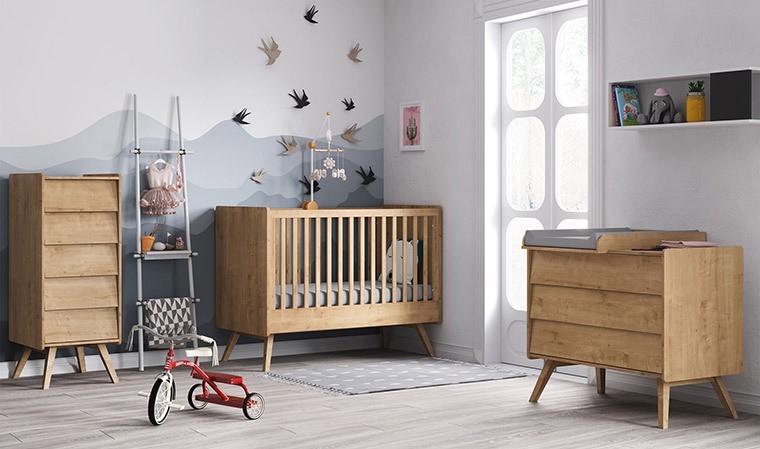 Chambre bébé complète évolutive SCANDI, coloris gris