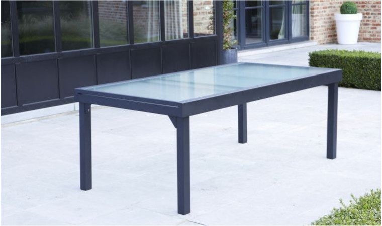 Table de jardin rectangulaire avec rallonge grise 8 à 12 personnes - Modulo