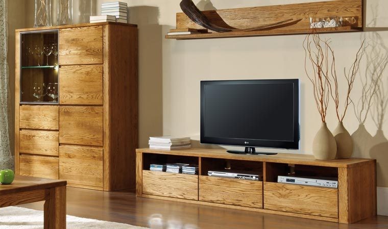Meuble tv haut de gamme en bois Urban - 3 tiroirs & 3 niches