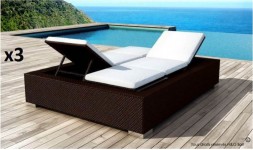 Bain de soleil inclinable haut de gamme en teck et coussin Bora Bora