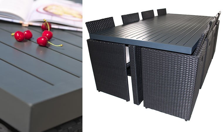 8 places - ensemble encastrable salon table de jardin aluminium et