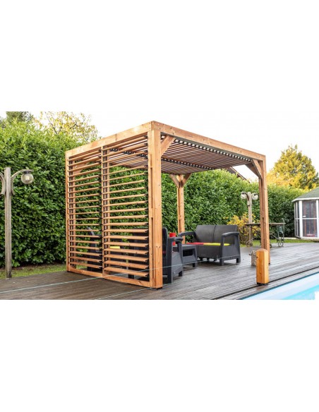 Pergola bioclimatique en bois thermo chauffé