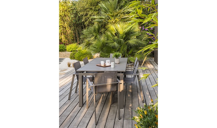 Table de jardin extensible 180/240 x 107 aluminium taupe - Deli