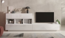 Ensemble meuble TV suspendu blanc Bergson - House and Garden
