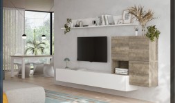 Ensemble meuble TV suspendu blanc Bergson - House and Garden
