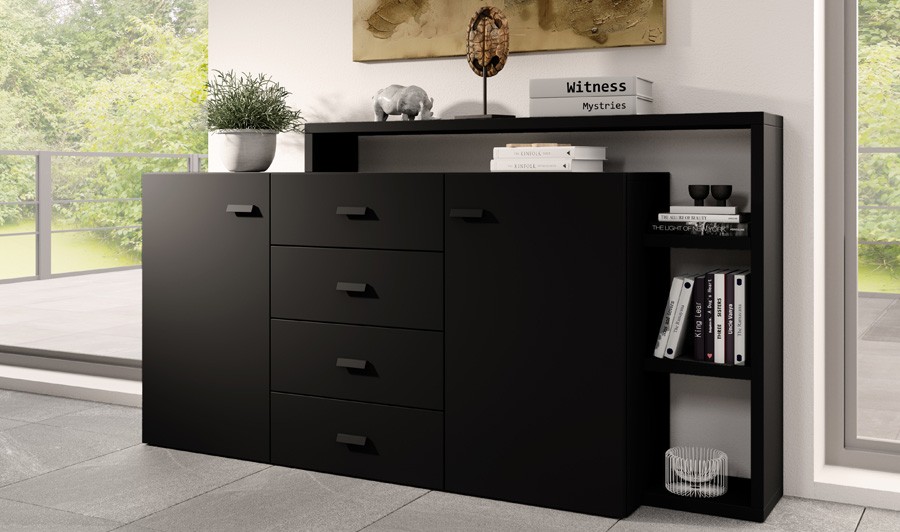 Buffet noir mat grisé - Rénovation et Relooking de meubles! Nadrenov