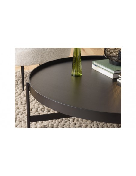 Table basse ronde noire Jalesko