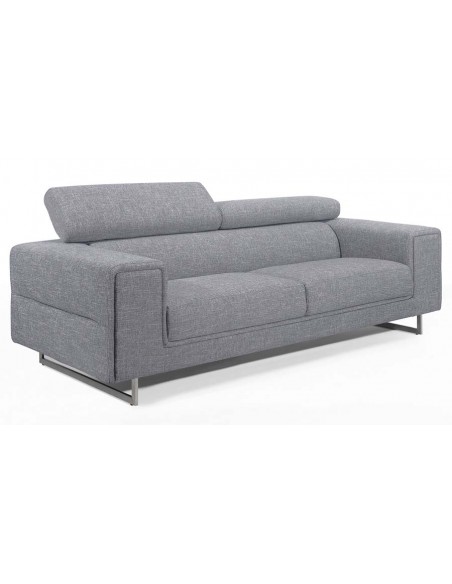 Canapé 3 places design en tissu gris clair et pieds en acier - Renzo